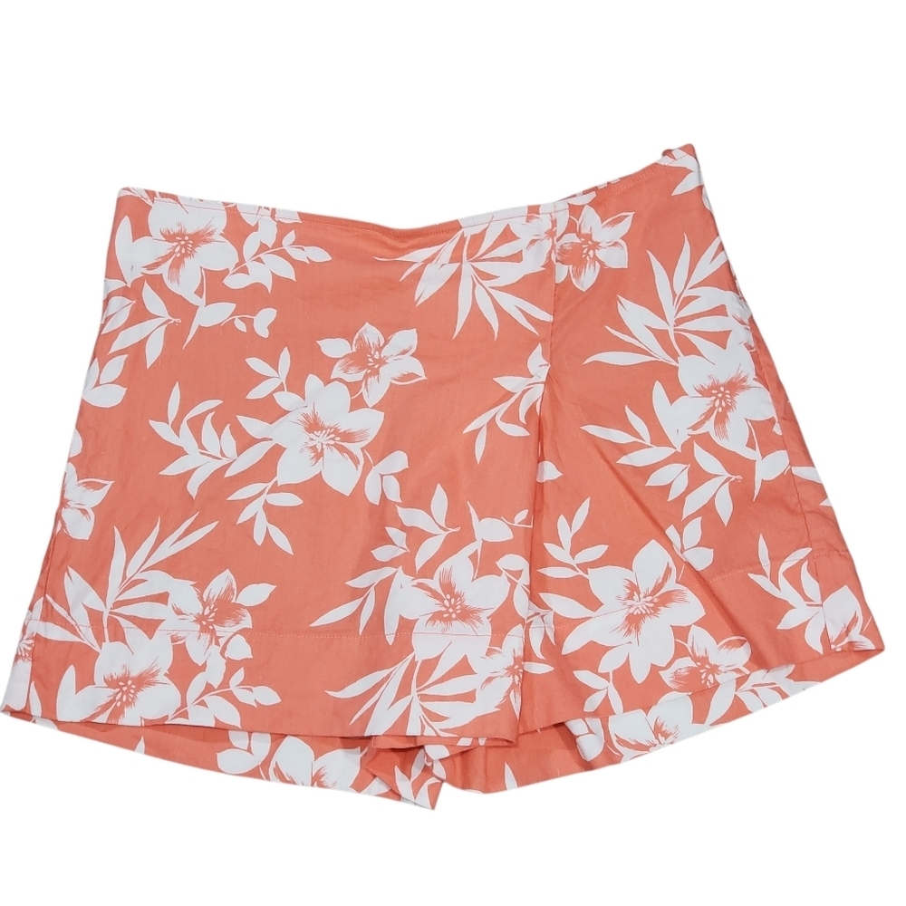 Coral Floral Wrap-Front Women’s Shorts